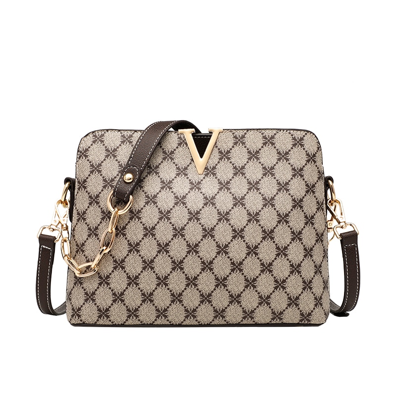 Retro Checkered Pattern Sling Bag, Trendy Pu Leather Crossbody Bag, Multi  Pockets Chest Bag With Pendant - Temu Australia